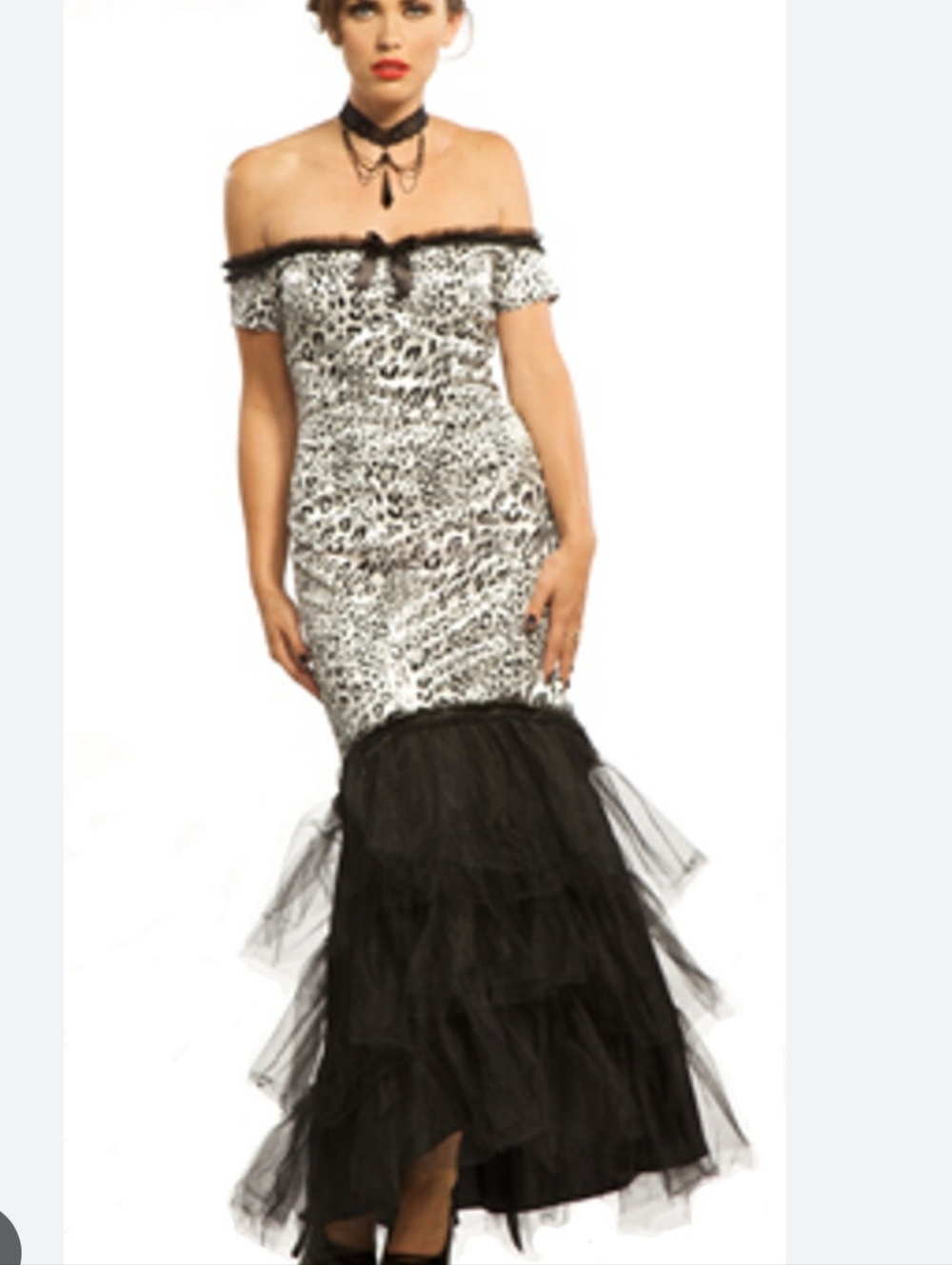Lip Service Blacklist Leopard Liaisons  Mermaid Dress L Cruella Halloween Vamp